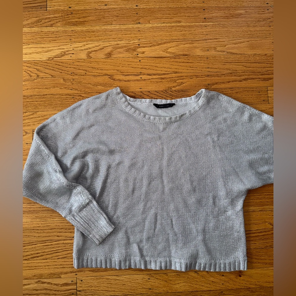 BCBGMaxAzria Light Gray/Silver Crew Neck Sweater